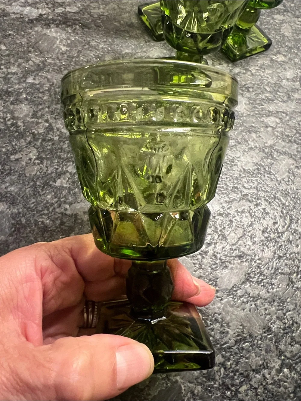 Set of 4 INDIANA GLASS COLONY PARK LANE PEDESTAL Pressed Glass Goblet - 4 oz